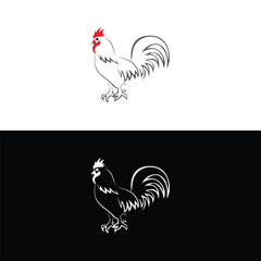 Vector of chicken design on white background. Hen. Farm Animals.chicken logo rooster and hen logo for poultry farming animal logo vector illustration design,Amazing rooster logo design vector