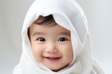 Adorable Asian toddler with a bright smile,