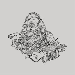 Old man smile artwork vector illustration