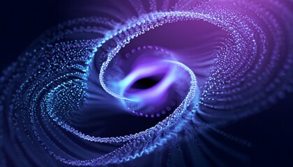 3Dの青と紫の抽象的な粒子の渦 - 678058005