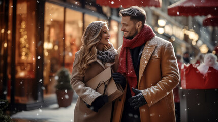 Obraz premium couple having fun in winter