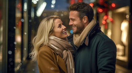 Fototapeta premium happy couple in the city