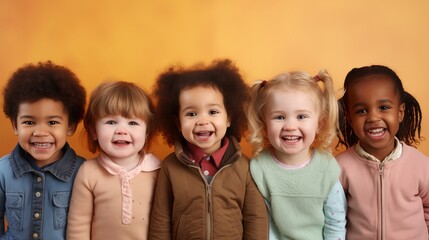 Portrait Kindergarten children Multiracial group of children in preschool.