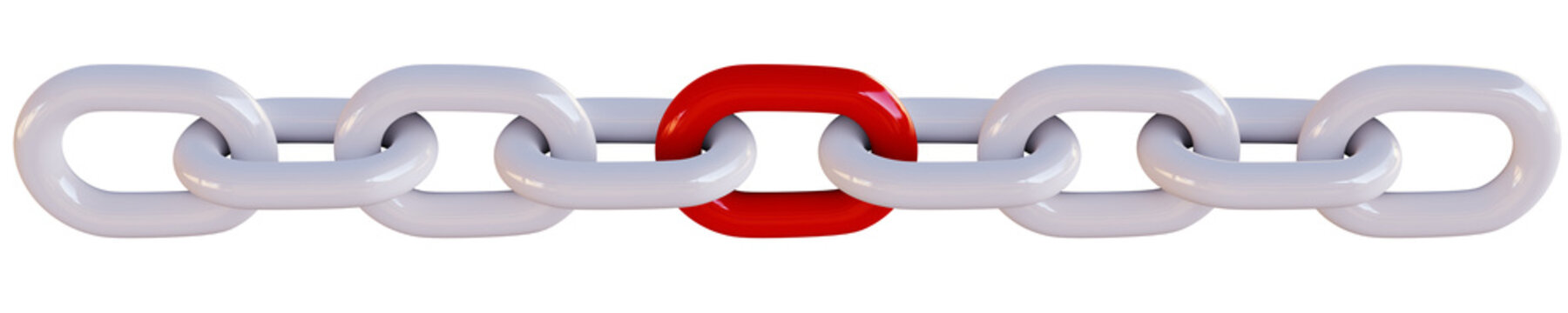 Red chain piece in the middle of the white chain on PNG Transparent background