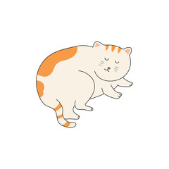 kids drawing Vector illustration cute fat cat sleeping icon in doodle style