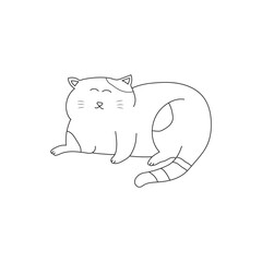 hand drawn kids drawing Vector illustration cute cat lying down icon in doodle style