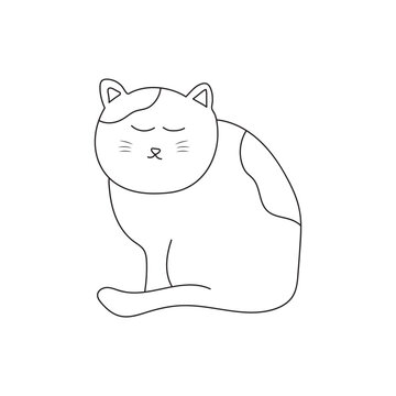 hand drawn kids drawing Vector illustration cute cat sleeping standing up icon in doodle style