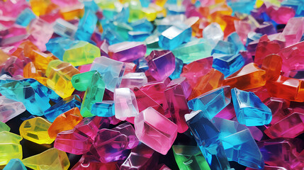 Fototapeta premium Crushed ice pieces colour water refract millions of pieces neon colours