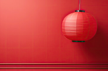 Chinese new year red ornament wallpaper with red lanterns