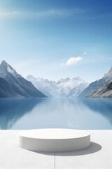 low saturation white product platform background in nature. 