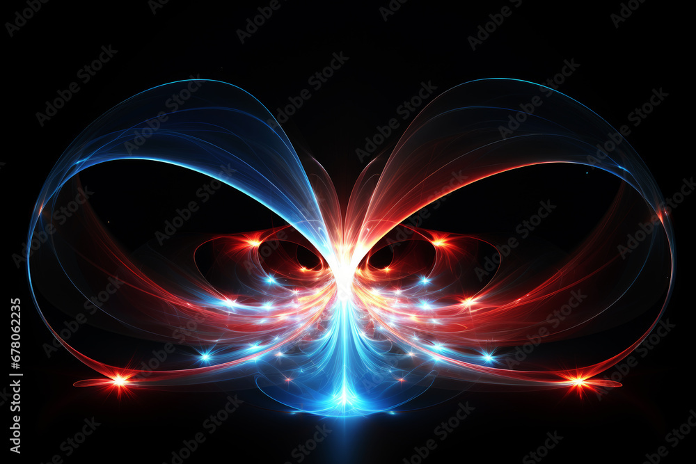 Poster neon light dynamic fractal, futuristic abstract background illustration. generative ai