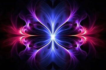 neon light dynamic fractal, futuristic abstract background illustration. Generative AI