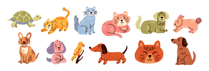 Set of cute pet animals illustrations. 12 cute pet animals illustrations. © rgbryand