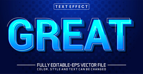 Great blue font Text effect editable - obrazy, fototapety, plakaty