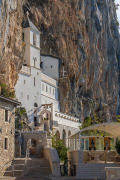 Ostrog Monastery built into the rocks in Montenegro