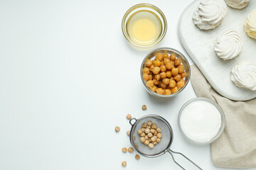 Aquafaba, concept of vegan food and cuisine