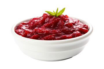 A Bowl of Cranberry Sauce Isolated on white background
