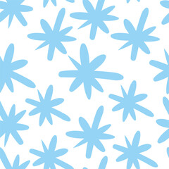 Fototapeta na wymiar seamless pattern of snowflakes flowers stars in doodle style. template for print, background, wallpaper, fabric, coloring, header, article, children's book, toy, decoration.