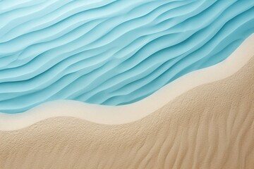 Abstract design of wave patterns in sand and blue, evoking the serene interface of a sandy beach meeting the ocean. Vacation background. Tranquility and relaxation by ocean. Holiday.