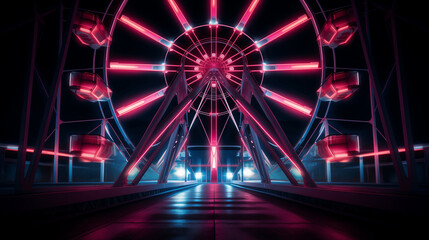 Modern Ferris Wheel at Night with Neon Lights