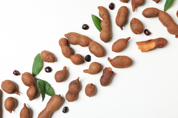 Tamarind, concept of delicious food, fresh tamarind fruit