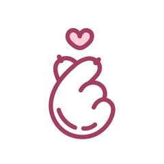 Cat paw drawing featuring heart gesture. Cat paw heart gesture sticker. Cute cat paw in linear style. Heart Love Shape Gesture. Minimalistic and creative cartoon doodle. Perfect for Valentine's Day