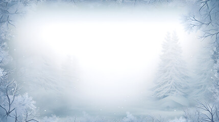 winter frame background, snow, snowflake, winter-themed blue and white background, web banner design, copy space, AI generative