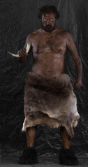 Fototapeta na wymiar portrait of a caveman in a cave