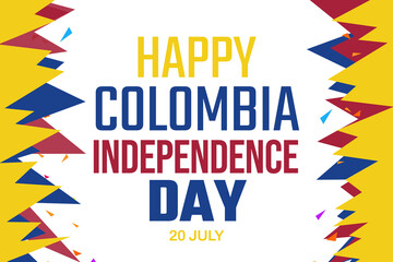 Obraz premium Happy Colombia Independence Day, Colombia Independence Day, Colombia, 20th July, National Day, Independence day, Concept, Typographic Design