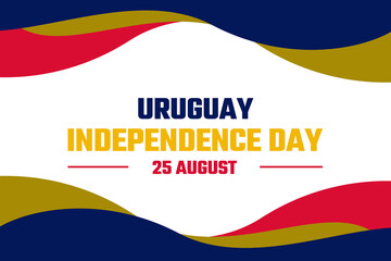 Uruguay independence day background with blue, red and yellow color shapes along with typography