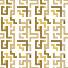 Ornamental beautiful greek key meanders golden colors seamless pattern. Modern patterned vector background. Colorful ancient greece style lines ornaments. Isolated design on white. Endless texture