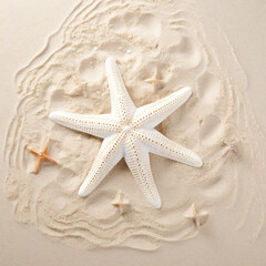 Fototapeta na wymiar Starfish on sand isolated on white background