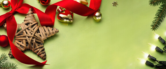 Christmas and eco-friendly handmade gift decorations. eco christmas holiday concept, eco decor banner design