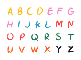 Brush Texture Style Alphabet. Custom Capital Letters Collection Vector Illustration on White Background.