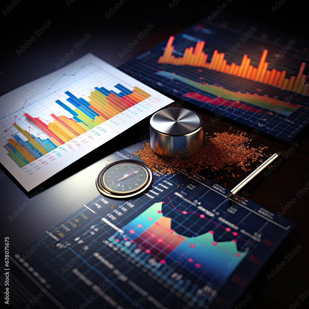 Aufkleber business data analysis and analytics of customers insights with charts.