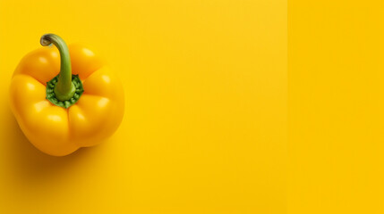 Yellow bell pepper isolated on yellow background. Top view. Flat lay.