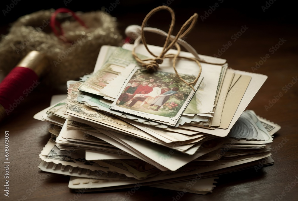Poster old retro cards stack memory. retro image space letter nostalgia. generate ai