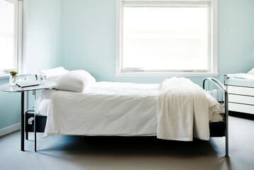 病院の病室のベッド_AI生成画像