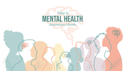 May is Mental Health Awareness Month . Mental Health Awareness Month .Vector illustration.