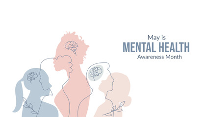 May is Mental Health Awareness Month . Mental Health Awareness Month .Vector illustration.