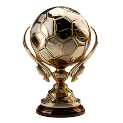 Football trophy on transparent background, white background, isolated, commercial photography