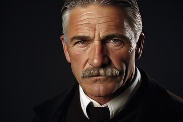 Man With Gray Hair And Moustache - obrazy, fototapety, plakaty