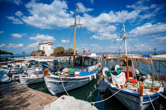 Lesvos, Greece. Skala Sikamineas Village view in Lesvos Island