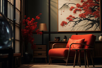 Japanese style room decoration architecture, resting sofa