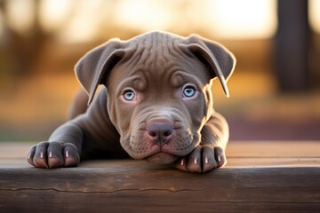 Cute American Bully Puppy - obrazy, fototapety, plakaty
