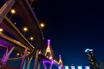 rama 9 bridge at night, Bangkok