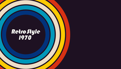 Obraz premium Abstract background retro style 1970s design. Rainbow groovy wavy line design. Vector illustration.