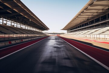 Empty Racing Track And Grandstands. Сoncept Nature Trail Hiking, Beach Sunset, Urban Street Art, Pet Portraits, Mountain Landscape