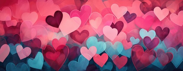 Beautiful layered hearts background. Generative AI