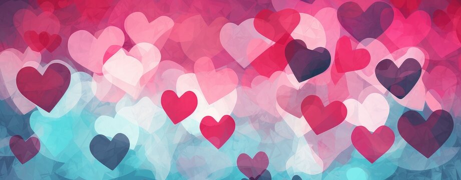 Beautiful layered hearts background. Generative AI